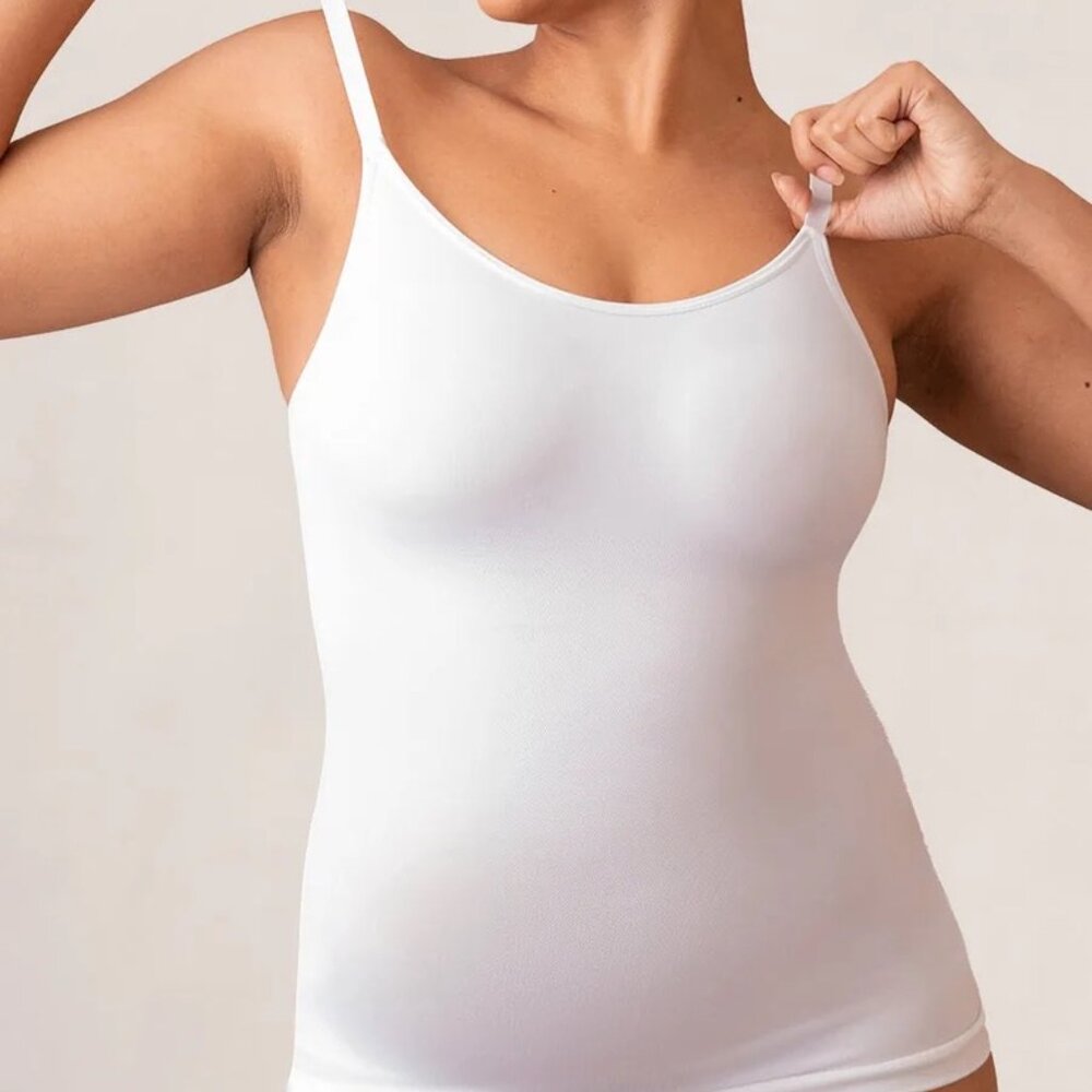 Empetua Scoop Neck Cami in White size L Shapermint 62001 s0566 NWT FLAWED